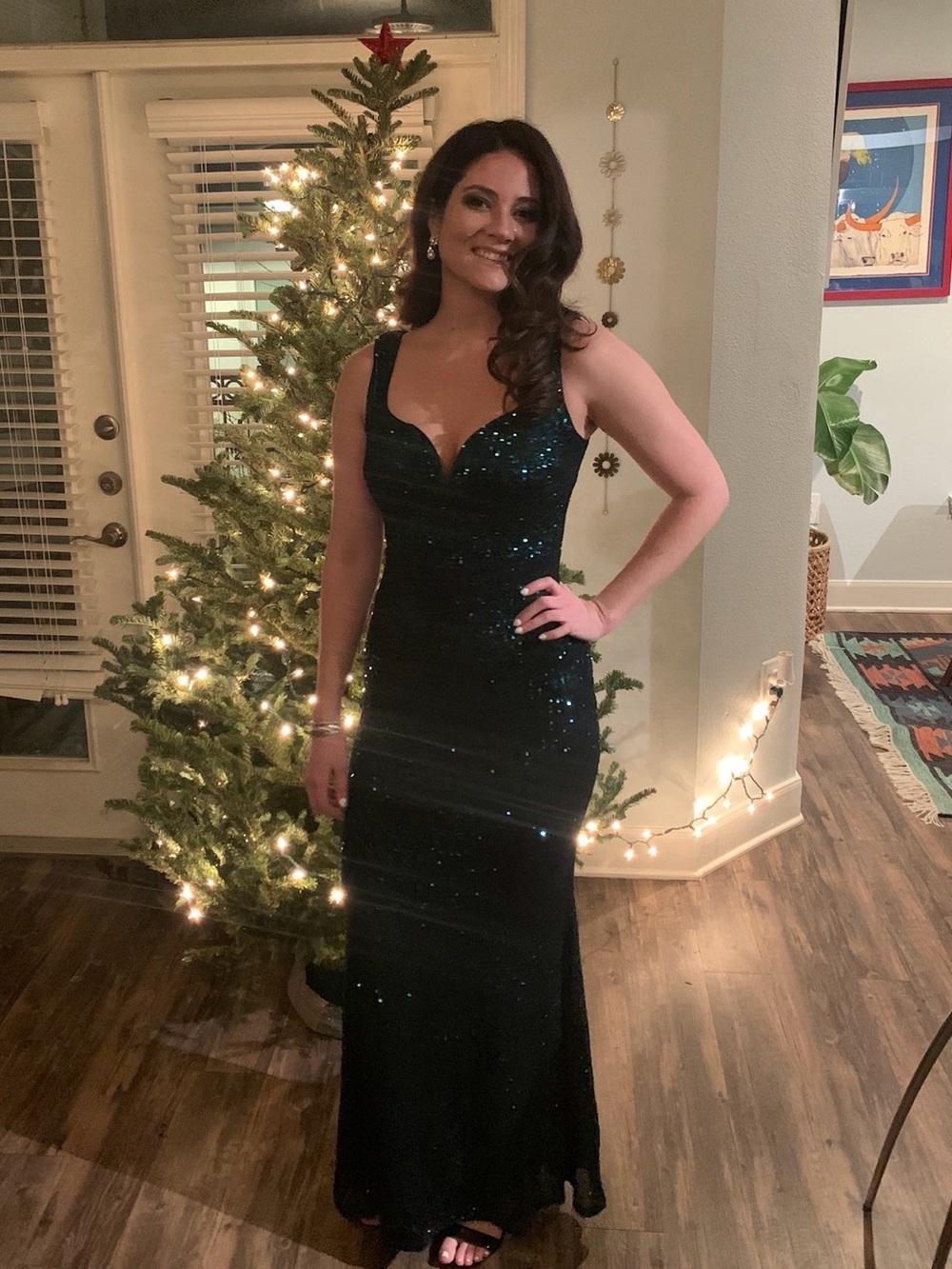 Lulus Sequin Evening Gown - Deep Teal Green